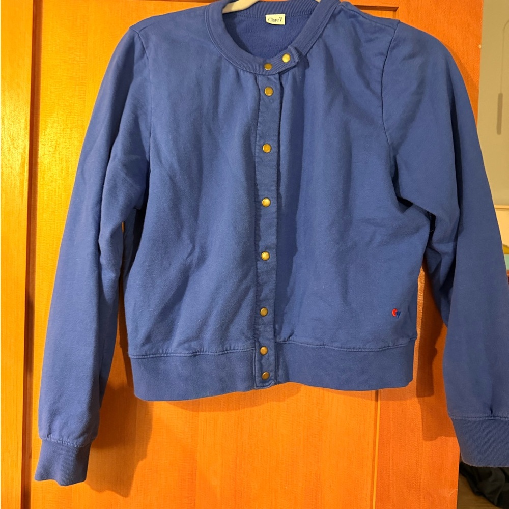 Clare V Blue Button-Up Jacket